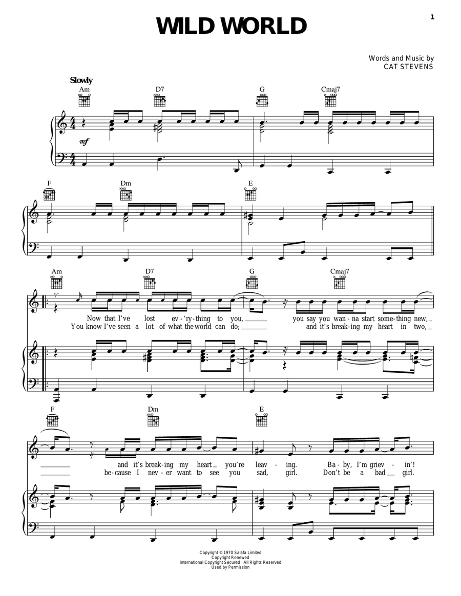 Wild World Wild World Acoustic Guitar scores gallery preview page 1