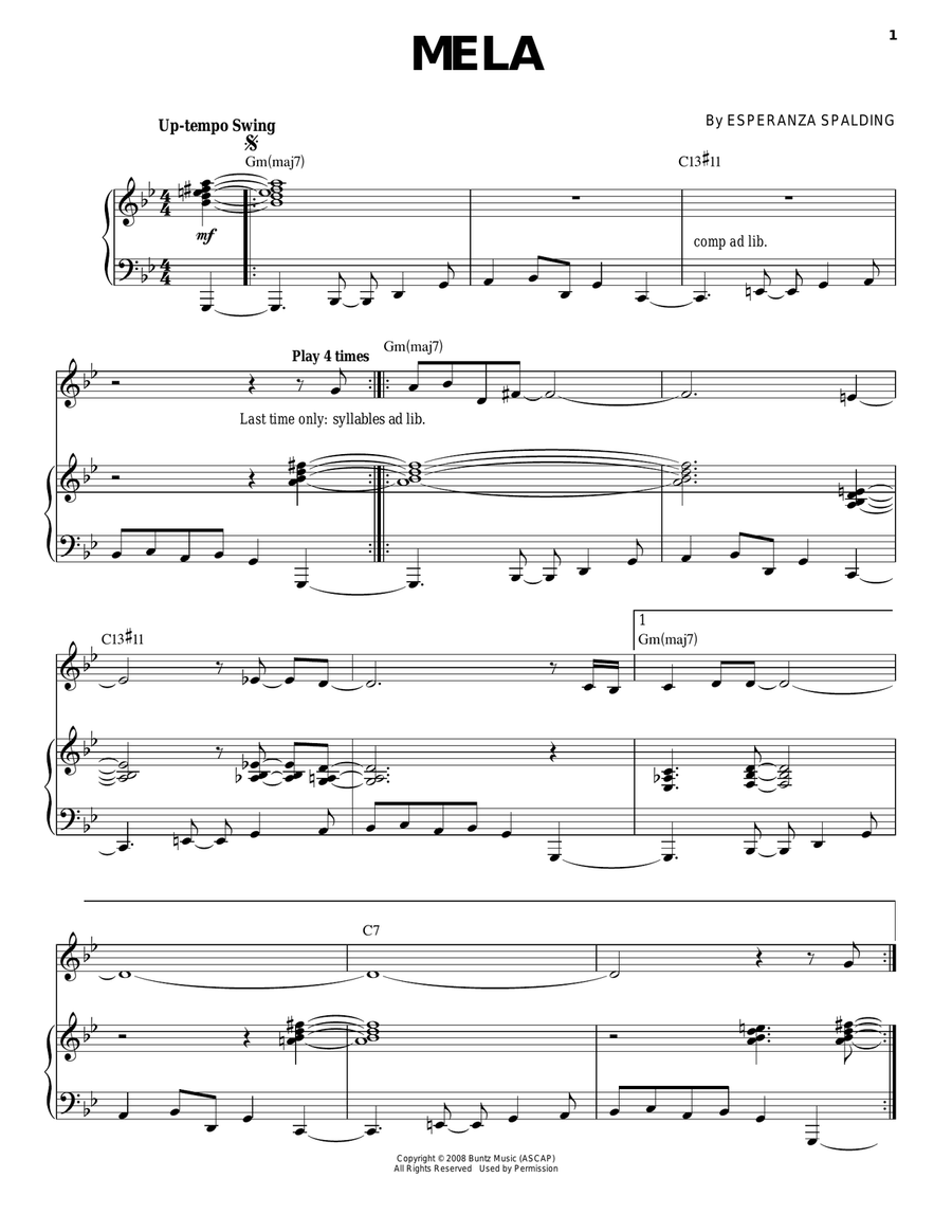 Mela Piano, Vocal scores gallery preview page 1
