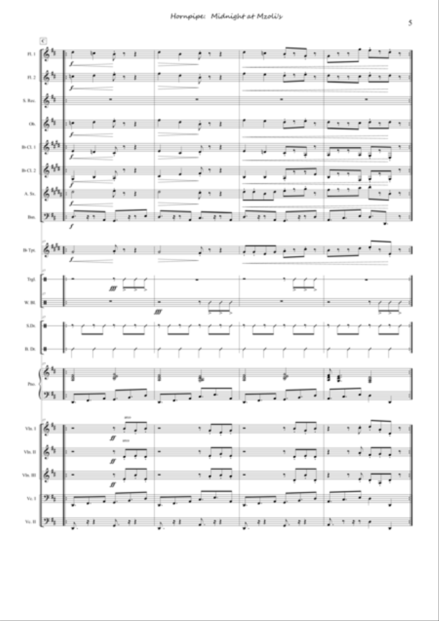 Suite, Sweet Cape Town - 7 Hornpipe Midnight at Mzoli's Concert Band scores gallery preview page 5