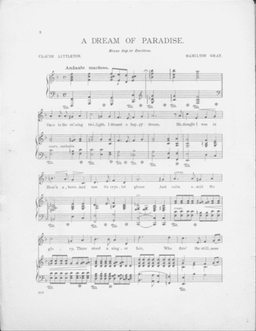 A Dream of Paradise. Song Mezzo-Soprano Voice scores gallery preview page 2