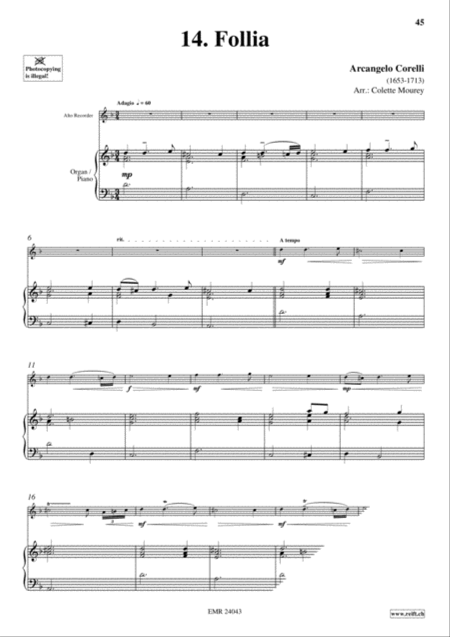 40 Greatest Baroque Hits Volume 1 Alto Recorder scores gallery preview page 16