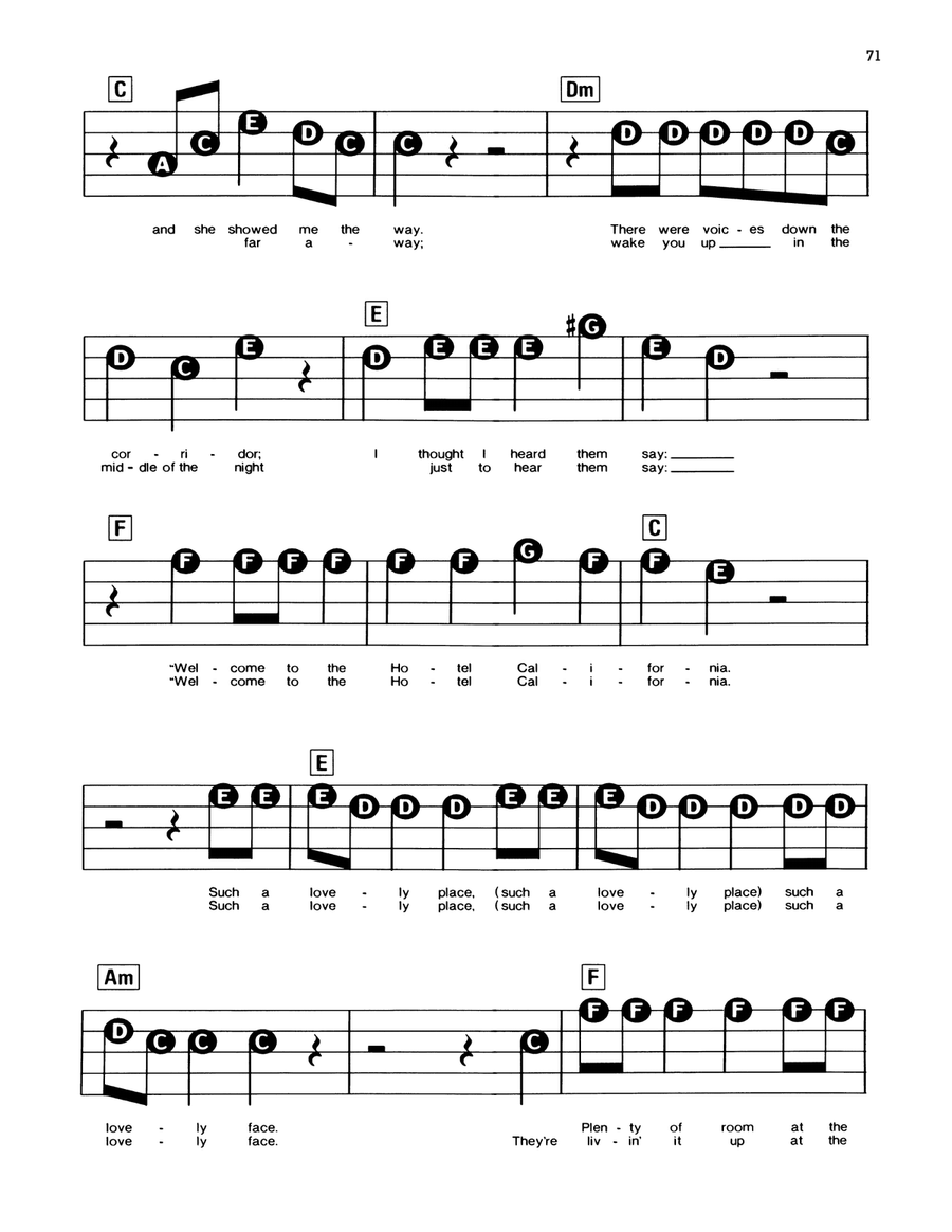 Hotel California Electronic Keyboard scores gallery preview page 3