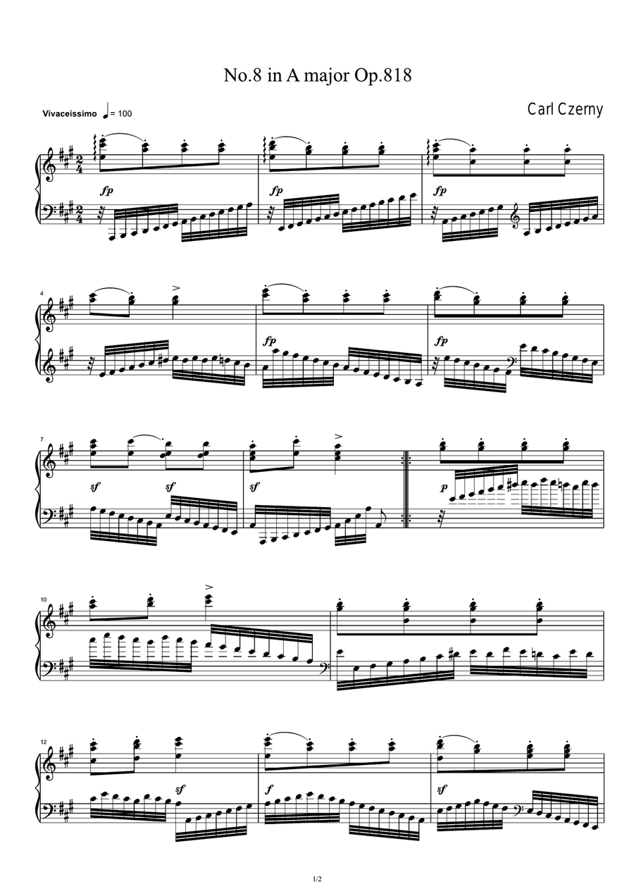 Czerny Op.818 No.8 Piano Solo scores gallery preview page 1