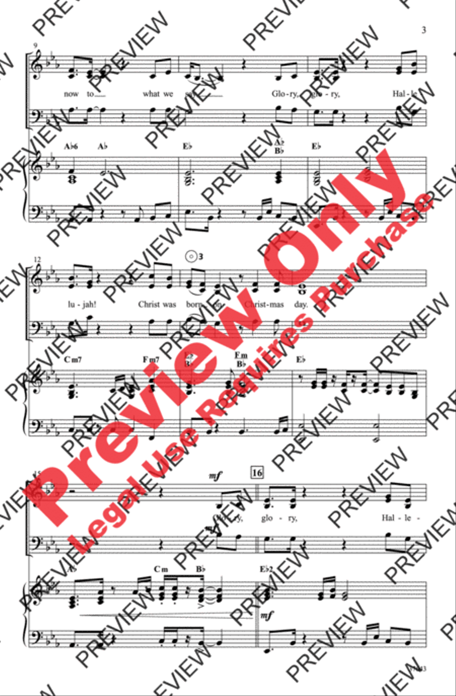 Christmas Glory Hallelujah 3-Part scores gallery preview page 3