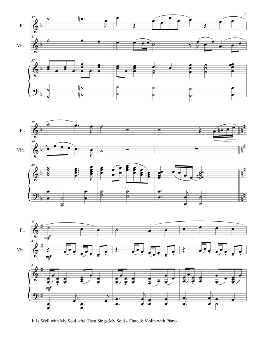 IT IS WELL WITH MY SOUL with THEN SINGS MY SOUL (Trio – Flute & Violin with Piano) Score and Parts Flute scores gallery preview page 6