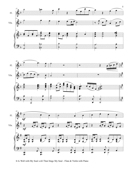 IT IS WELL WITH MY SOUL with THEN SINGS MY SOUL (Trio – Flute & Violin with Piano) Score and Parts image number null