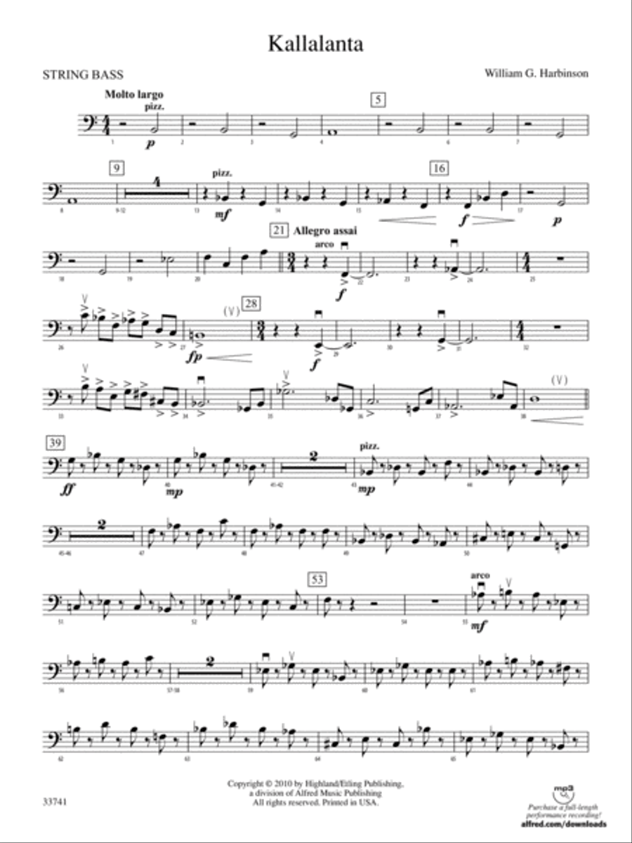Kallalanta: String Bass Full Orchestra scores gallery preview page 1