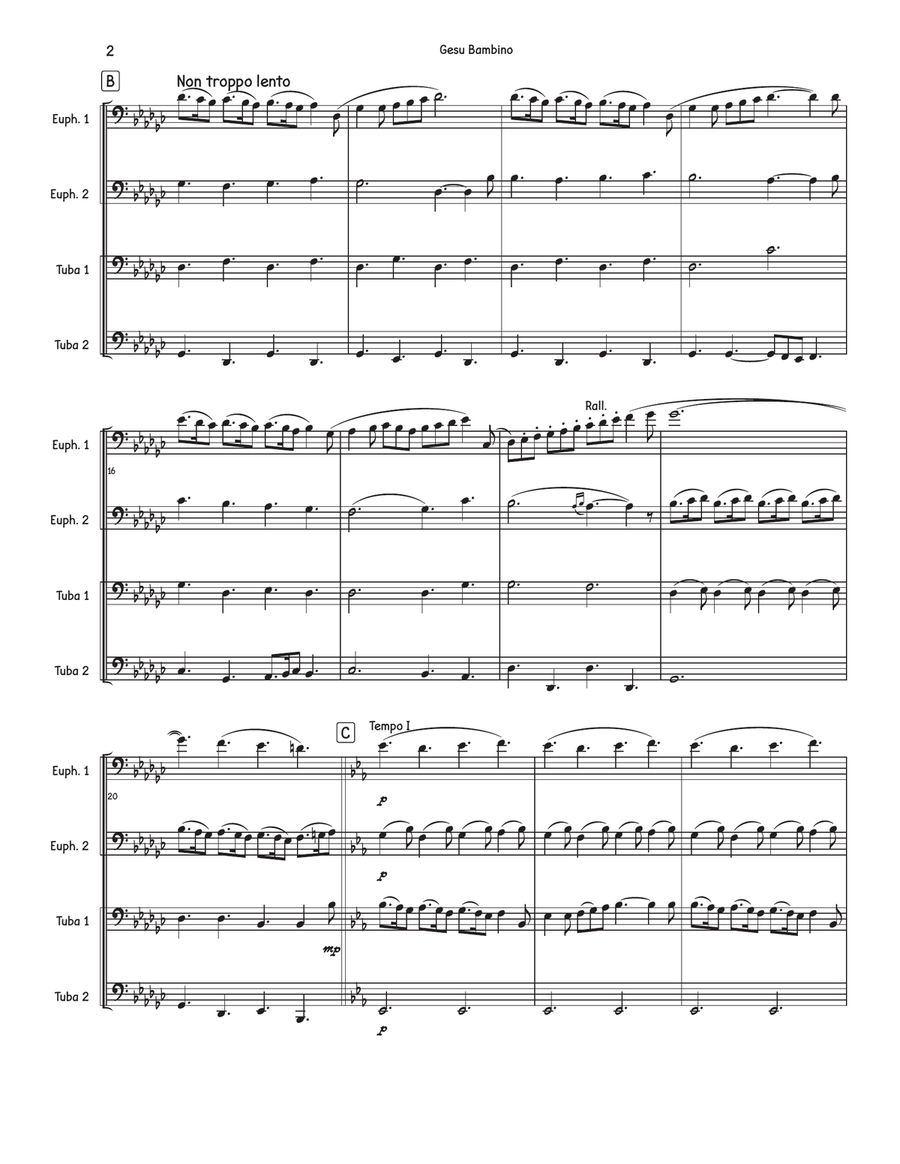 Gesu Bambino Gesu Bambino Brass Quartet scores gallery preview page 2