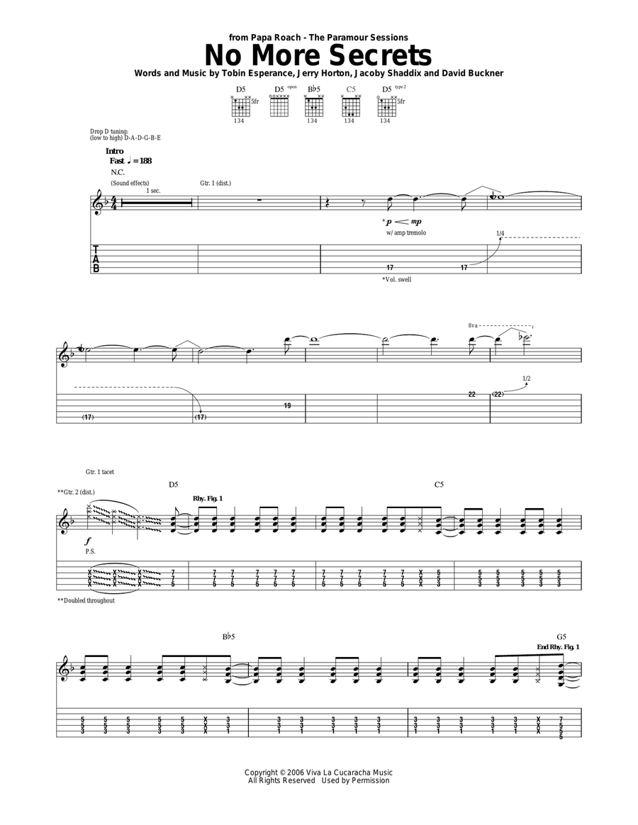 No More Secrets No More Secrets Acoustic Guitar scores gallery preview page 1