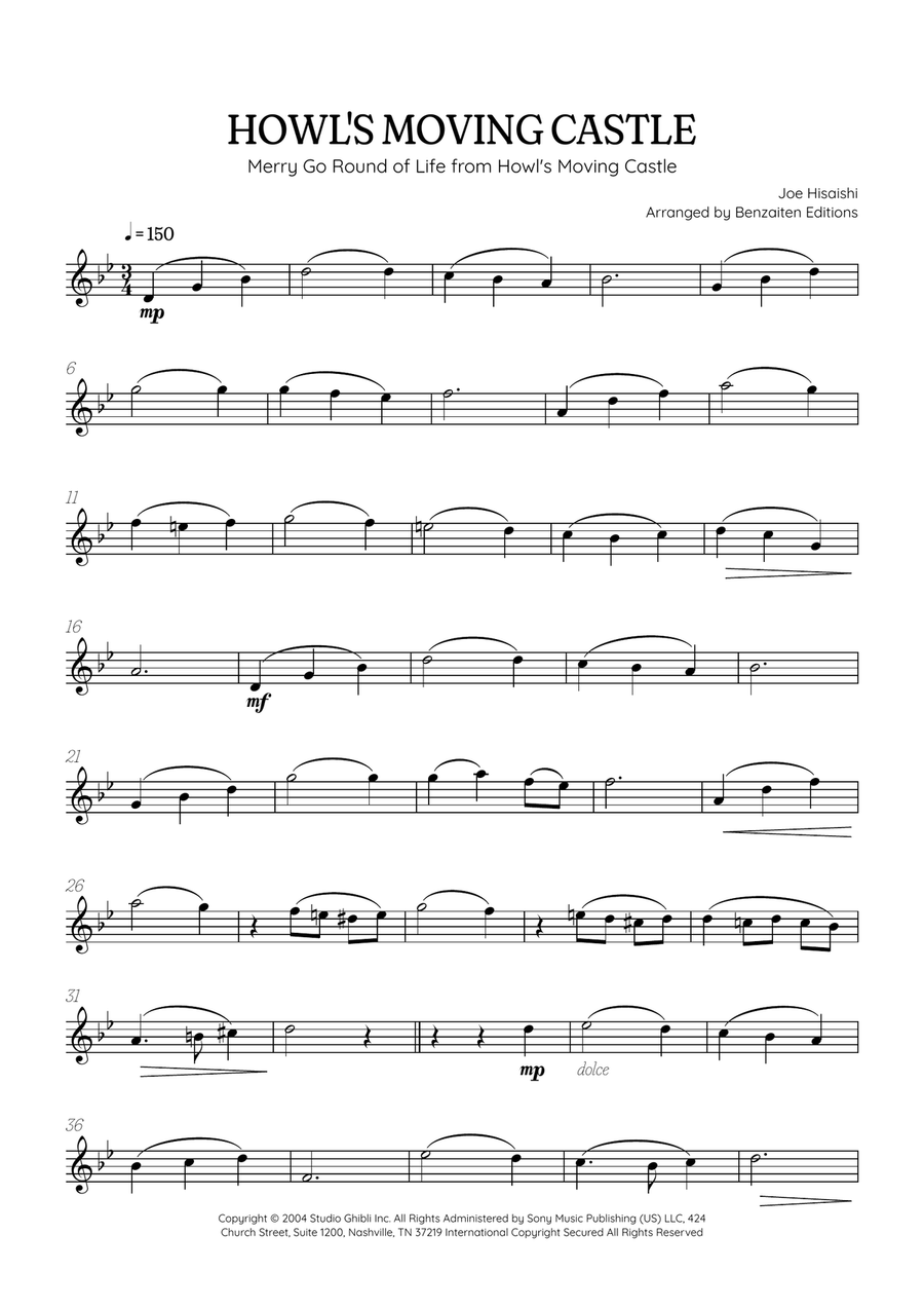Howl's Moving Castle Oboe Solo scores gallery preview page 1