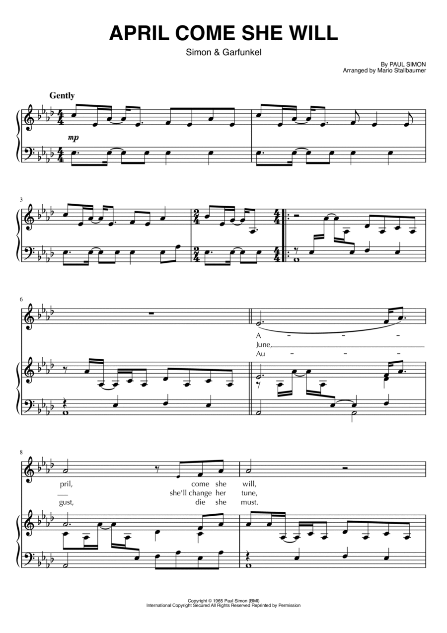 April Come She Will Voice scores gallery preview page 1