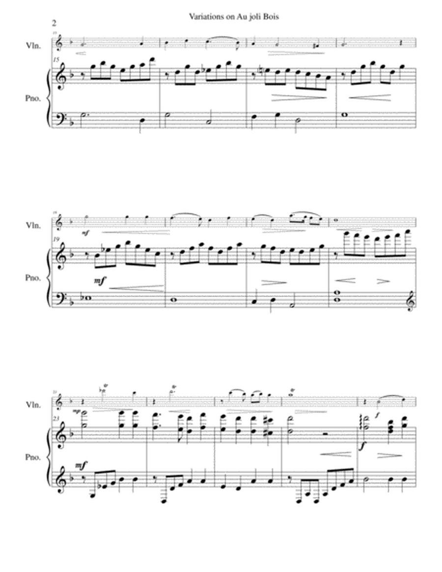 Variations on au Joli Bois for violin and piano image number null