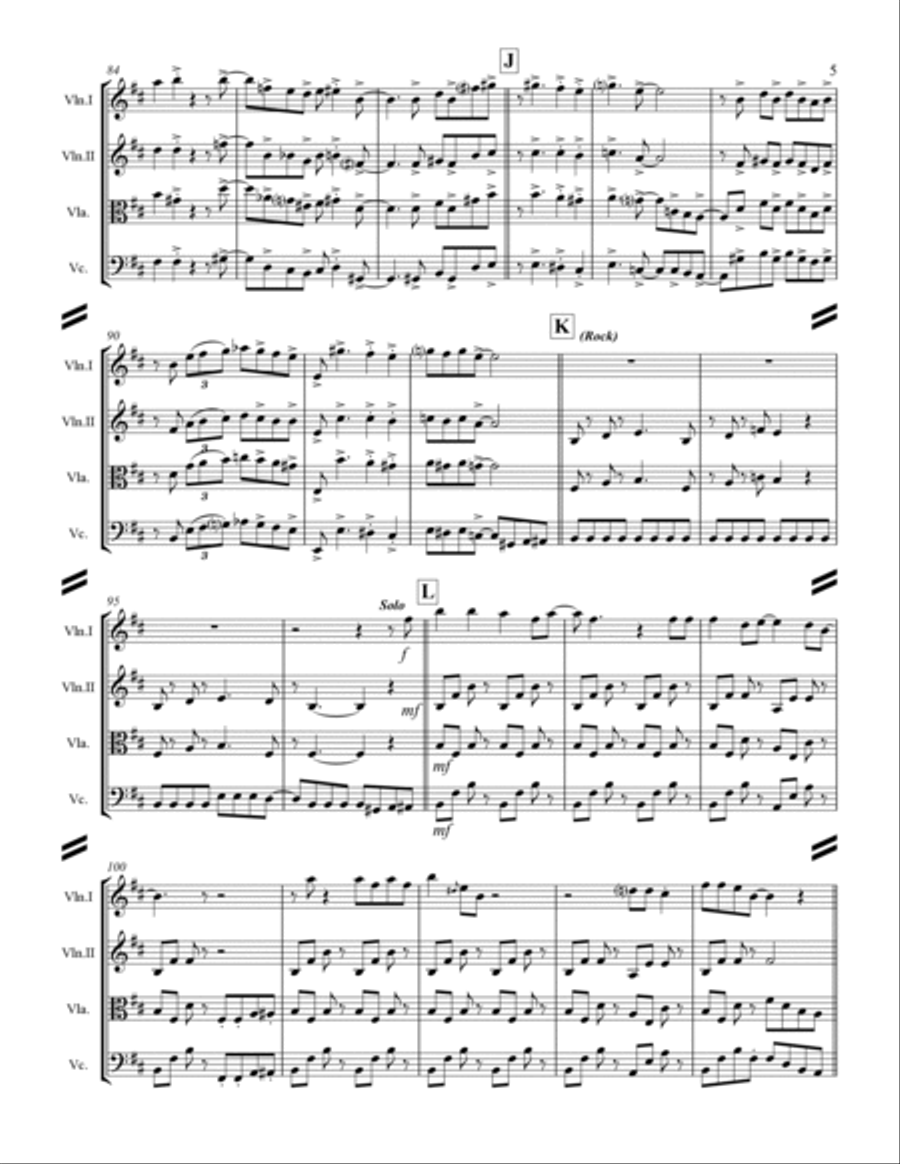Smoke On The Water String Quartet scores gallery preview page 6