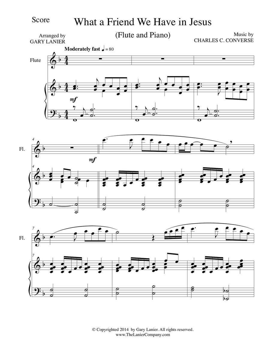 Gary Lanier: 3 INSPIRATIONAL HYMNS, Set III (Duets for Flute & Piano) Woodwind Duet scores gallery preview page 3