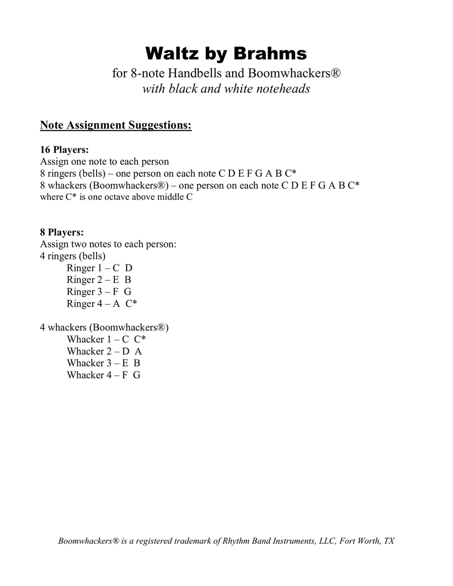 Waltz for 8-note Bells and Boomwhackers® (with Black and White Notes) Handbell Choir scores gallery preview page 3