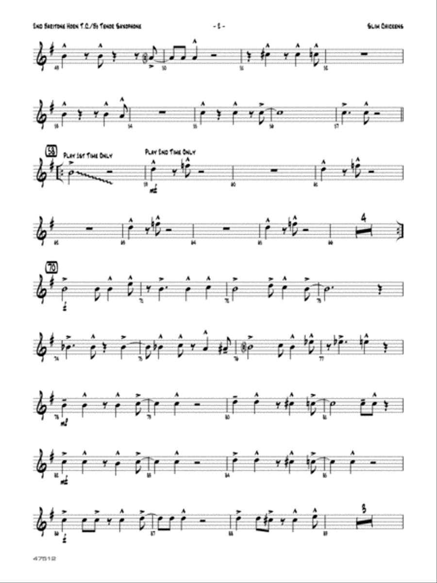 Slim Chickens: 2nd Baritone T.C. Jazz Ensemble scores gallery preview page 2