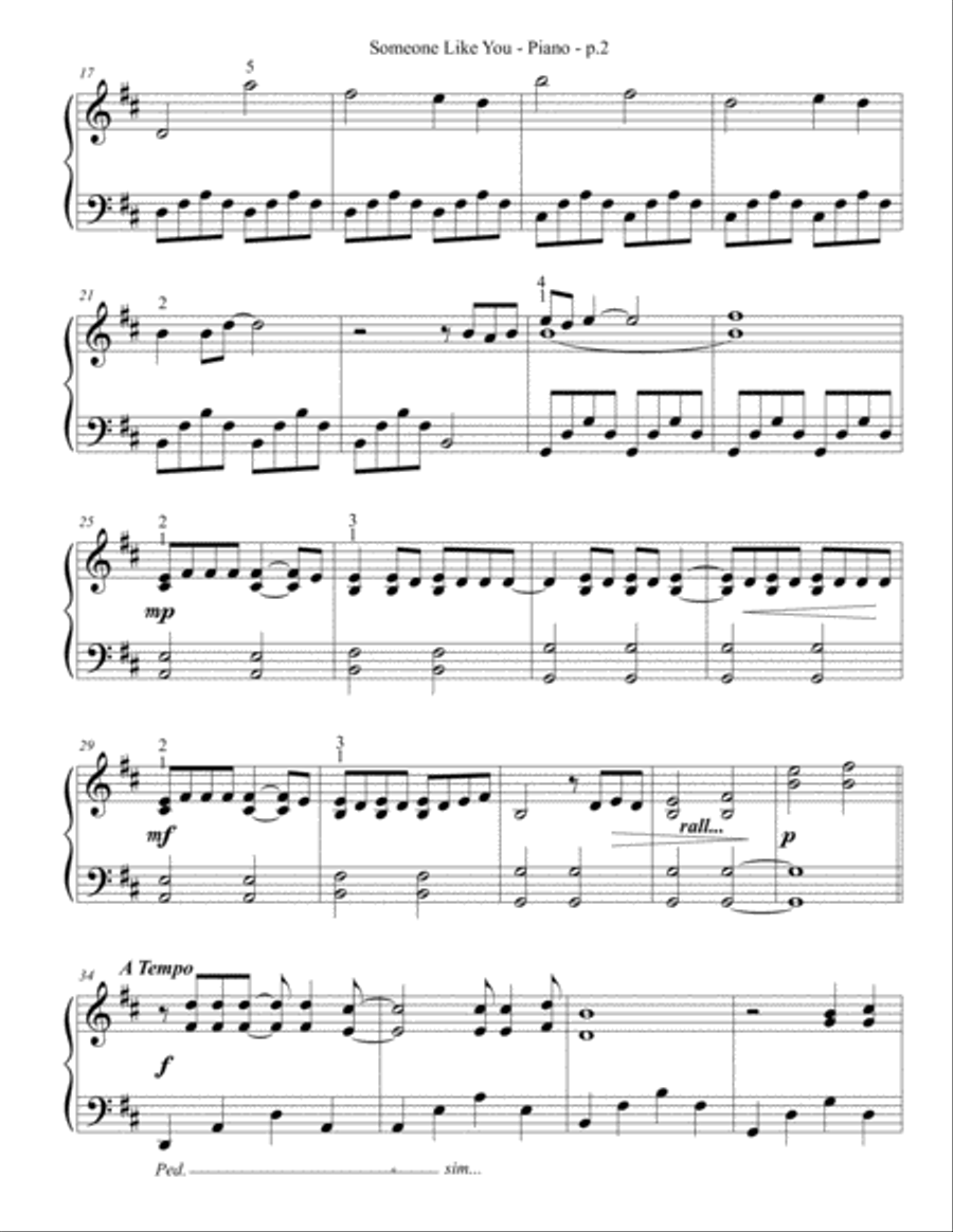 Someone Like You Piano Solo scores gallery preview page 3