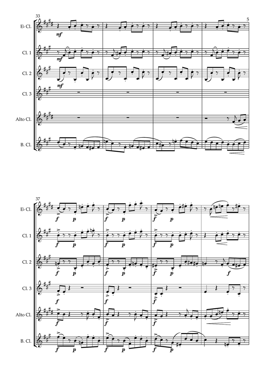 Tango for Clarinet Choir- Intermediate Clarinet Choir scores gallery preview page 6