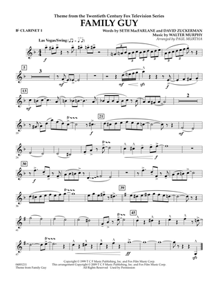 Book cover for Theme from Family Guy - Bb Clarinet 1