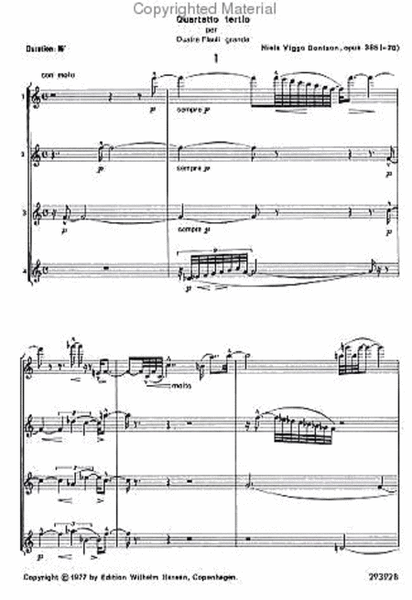 Niels Viggo Bentzon: Flute Quartet No. 3, Op. 385 (Score)
