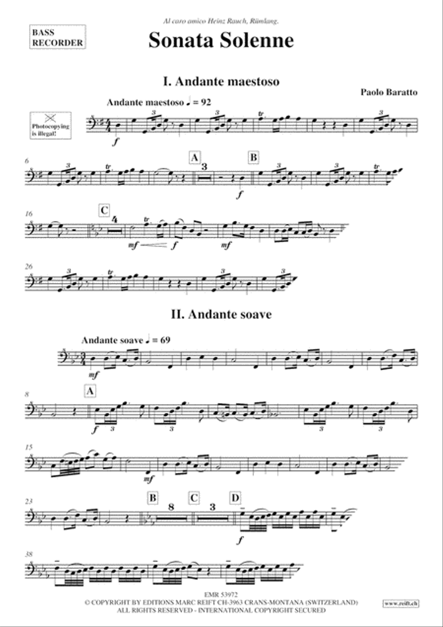 Sonata Solenne Bass Recorder scores gallery preview page 3