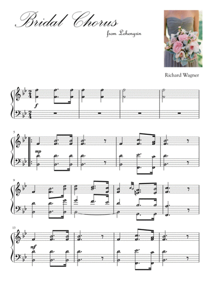 Bridal Chorus (Wagner) Full Version Piano Solo Grade 4 with note names image number null