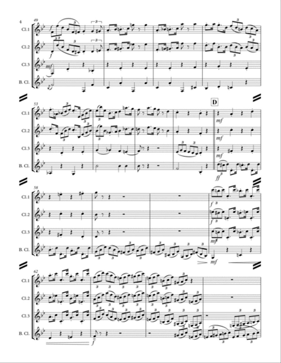 Nola (for Clarinet Quartet) Clarinet Quartet scores gallery preview page 5