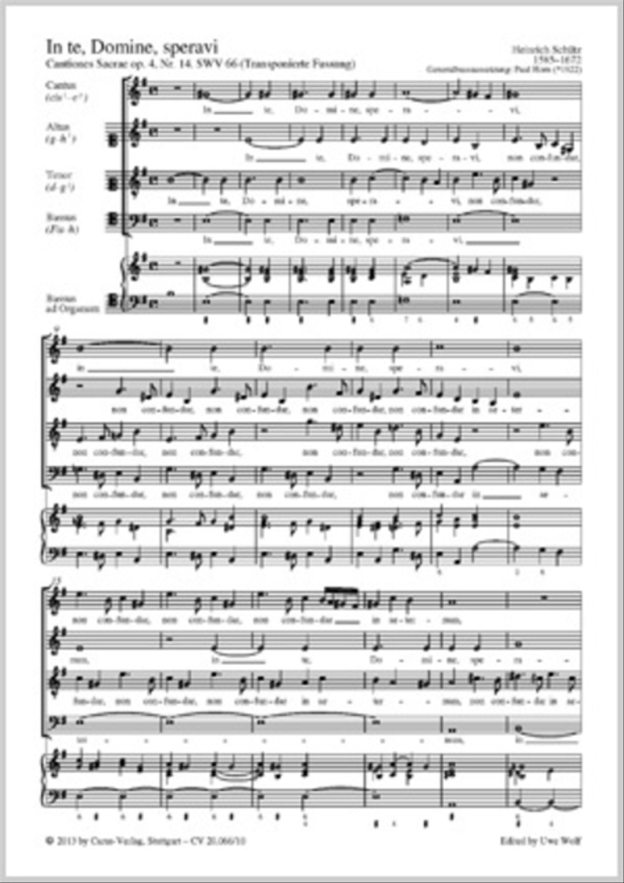 In te, Domine, speravi (In dich, Herr, hab' ich gehoffet) School and Community scores gallery preview page 1
