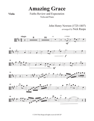 Book cover for Amazing Grace (Viola & Piano) Viola part