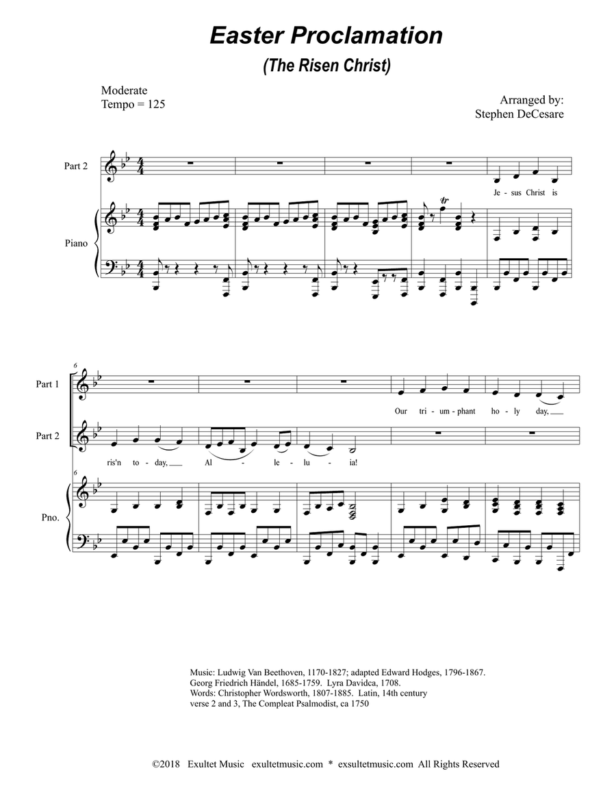 Easter Proclamation (The Risen Christ) (2-part choir) 2-Part scores gallery preview page 1