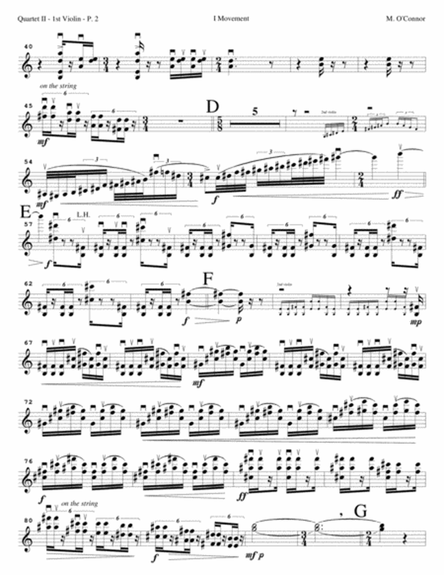 String Quartet No. 2 "Bluegrass" (violin 1 part - two vlns, vla, cel) image number null