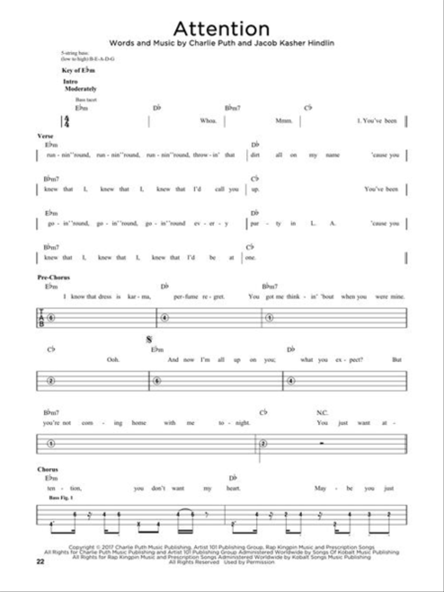 First 50 Pop Songs You Should Play on Bass Bass Guitar scores gallery preview page 9