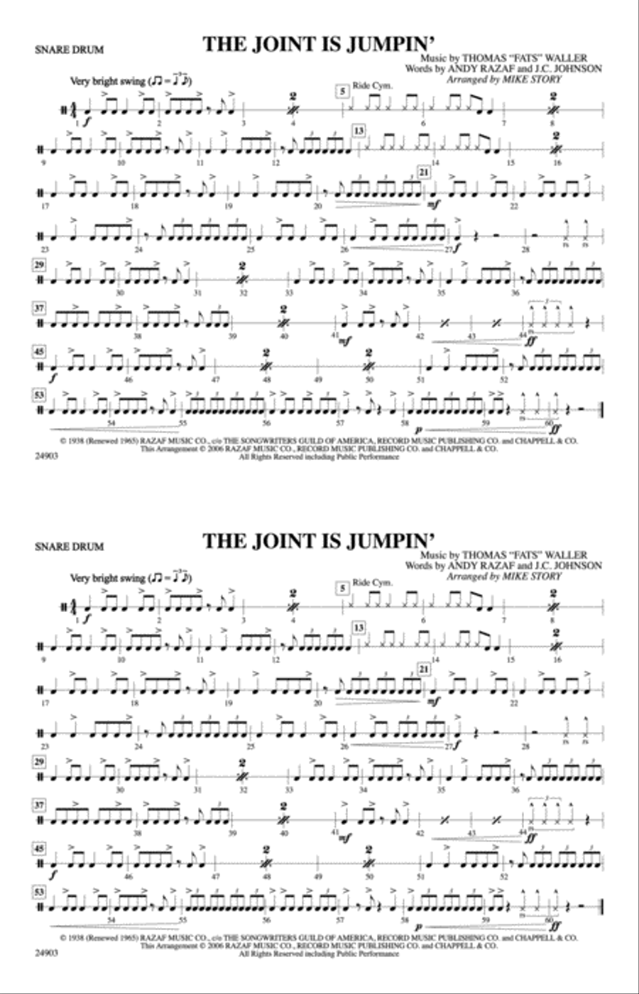 The Joint Is Jumpin': Snare Drum Marching Band scores gallery preview page 1