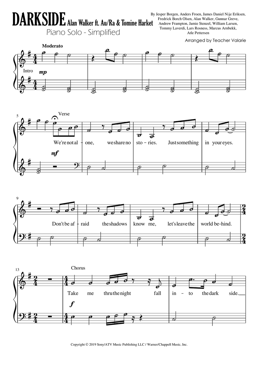 Darkside Darkside Piano, Vocal scores gallery preview page 1