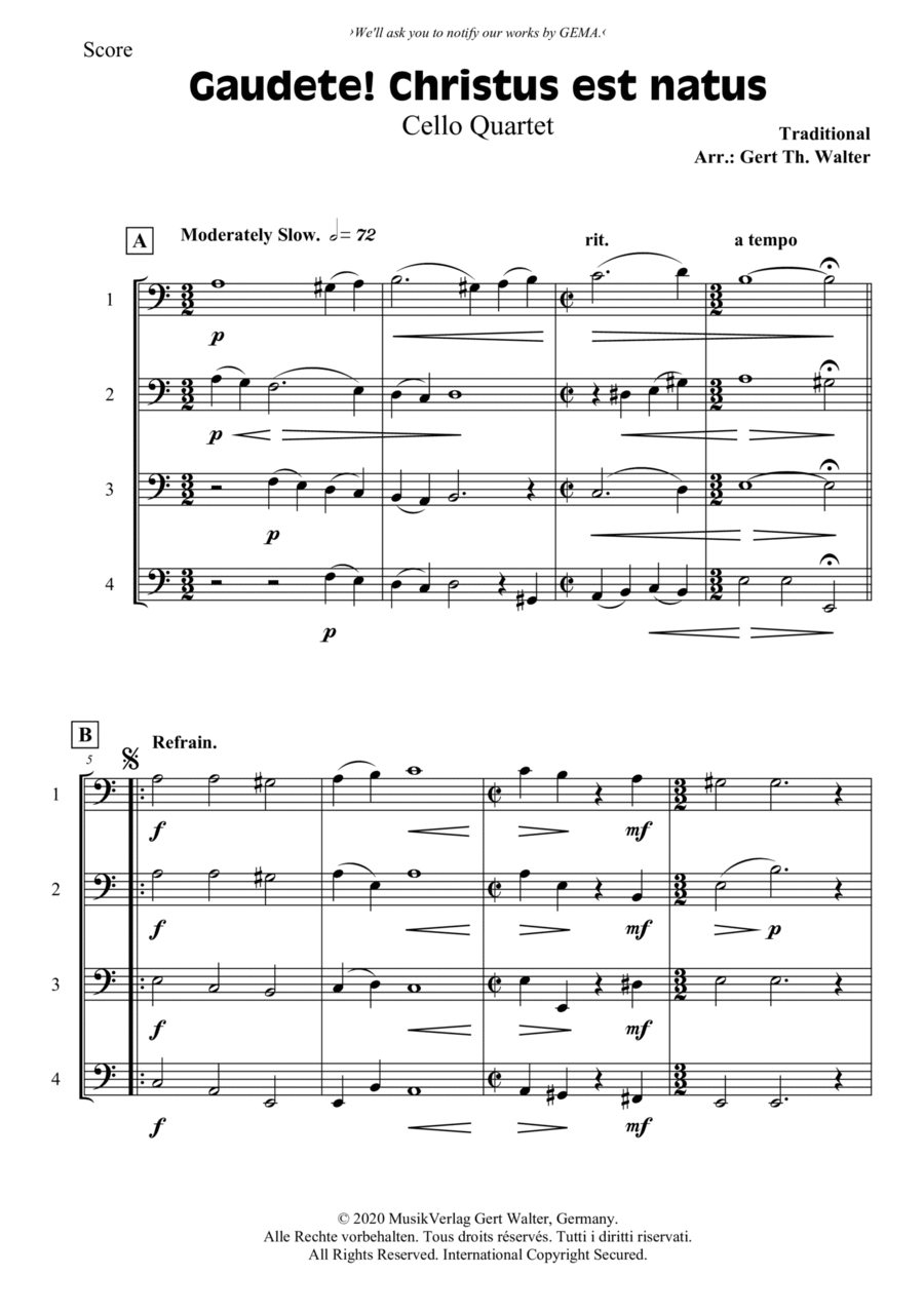 Gaudete! Christus Est Natus String Quartet scores gallery preview page 1