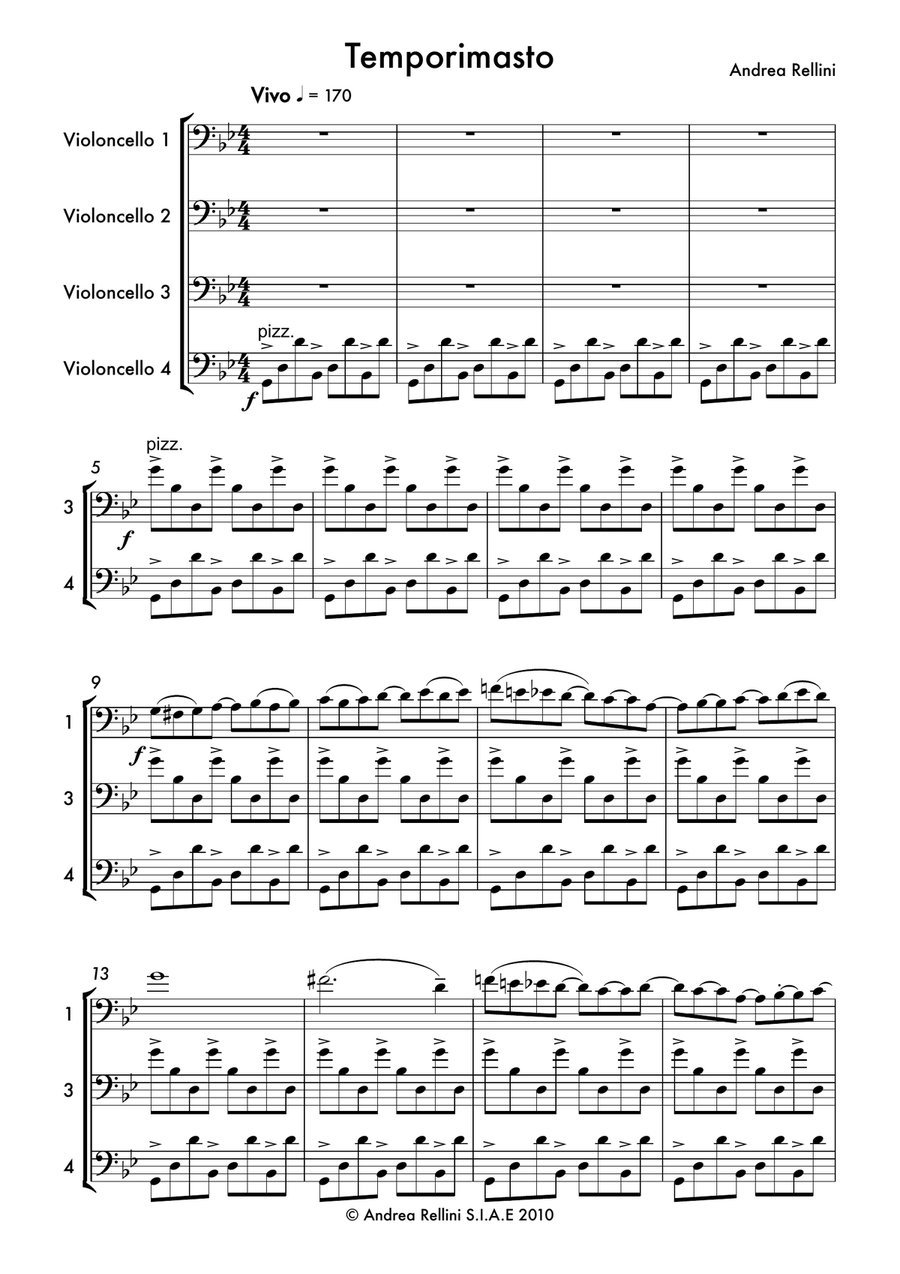 Temporimasto (Cello Quartet) String Quartet scores gallery preview page 2