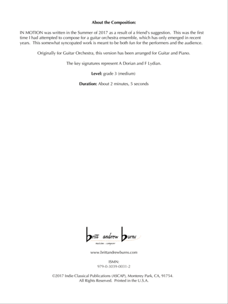 In Motion - for Guitar & Piano Piano scores gallery preview page 4