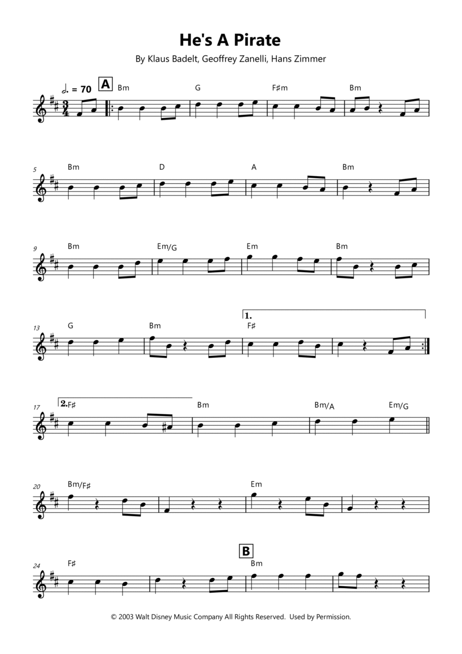 He's A Pirate He's A Pirate Chamber Music scores gallery preview page 1