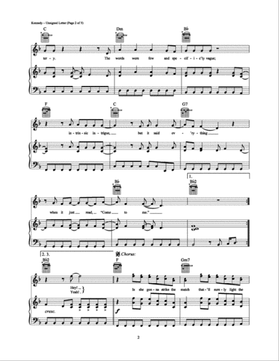 Unsigned Letter Piano, Vocal, Guitar scores gallery preview page 2