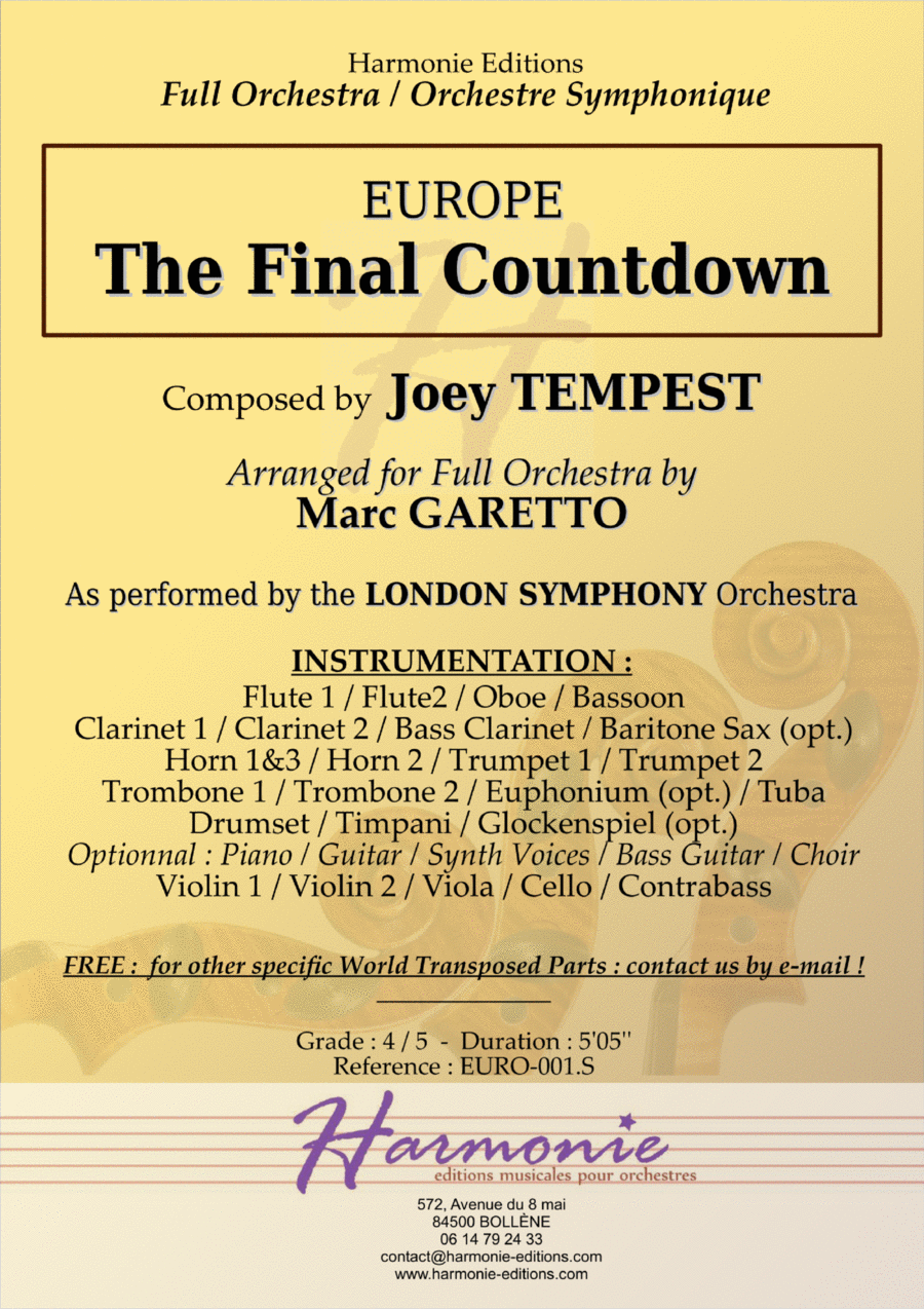 Final Countdown Full Orchestra scores gallery preview page 1