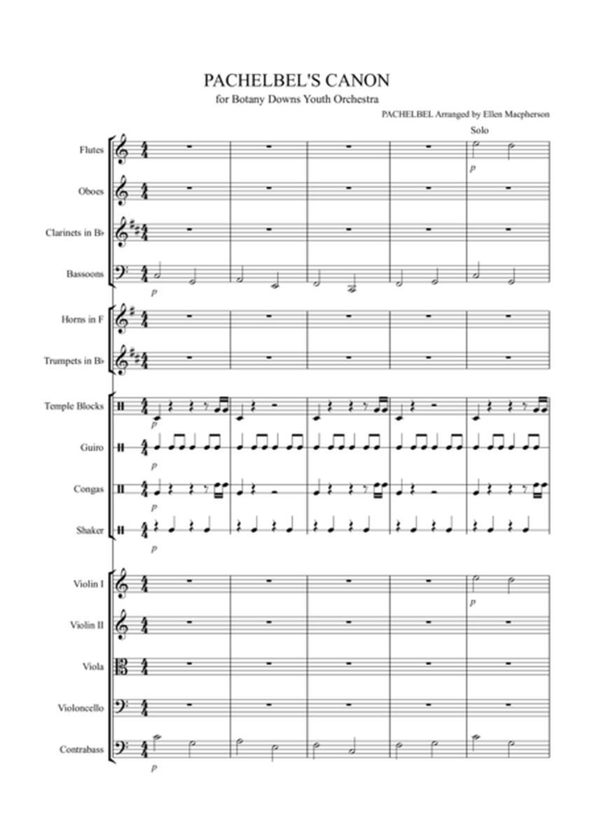 Pachelbel's Cannon - for Youth Orchestra - score plus all parts included image number null