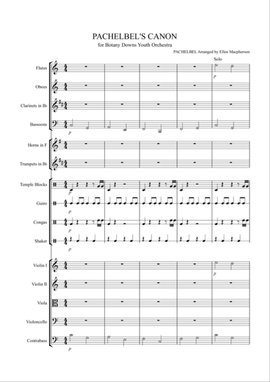 Pachelbel's Cannon - for Youth Orchestra - score plus all parts included image number null