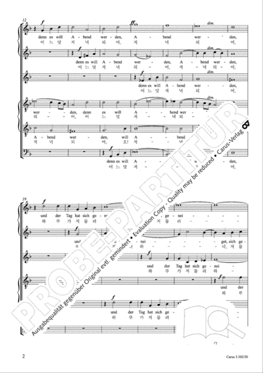 Rheinberger: Abendlied (koreanisch) Choir scores gallery preview page 3