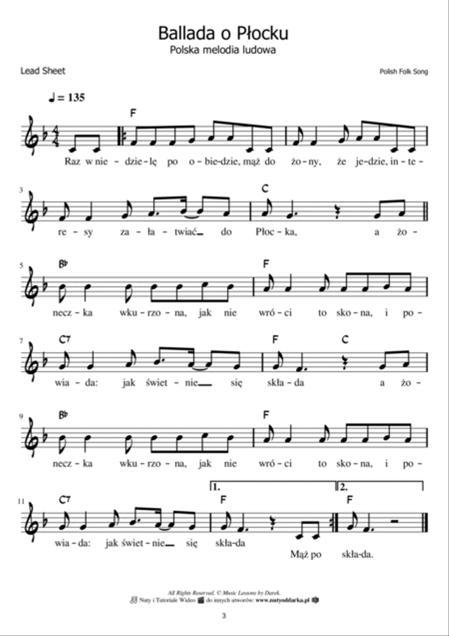 Polish Sheet Music Collection - 60 Songs from Various Categories [Lead Sheet] Piano scores gallery preview page 3