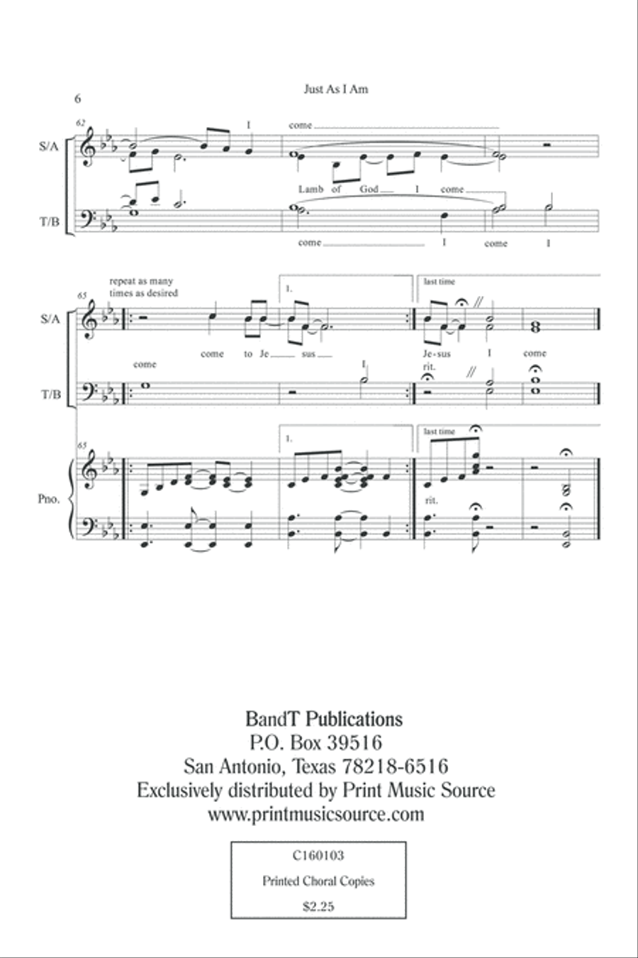 Just As I Am 4-Part scores gallery preview page 9