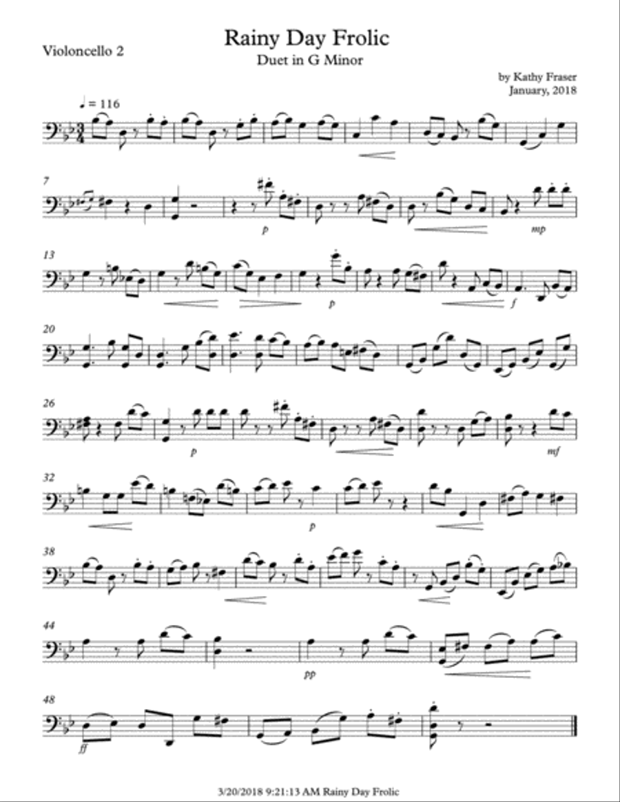 Rainy Day Frolic (A Cello Duet) String Duet scores gallery preview page 1