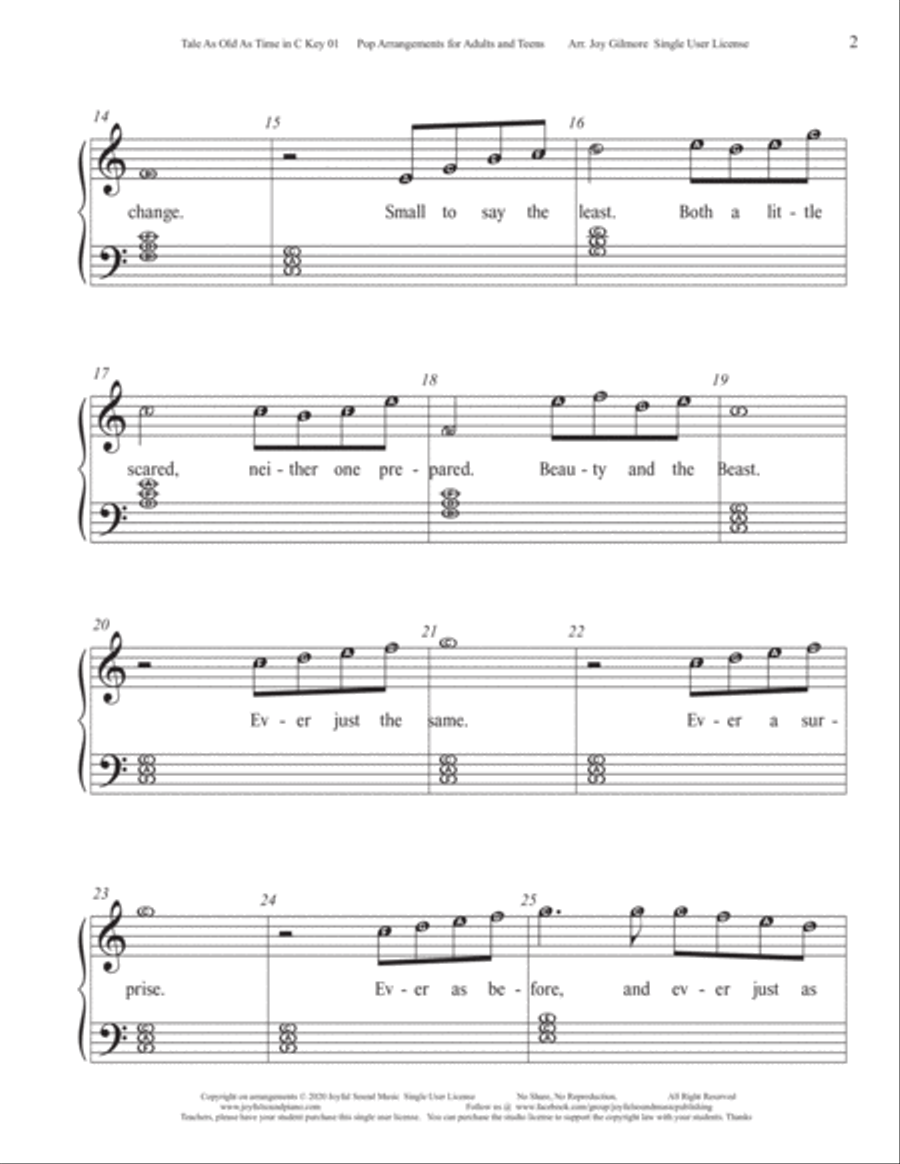 Beauty And The Beast Easy Piano scores gallery preview page 5