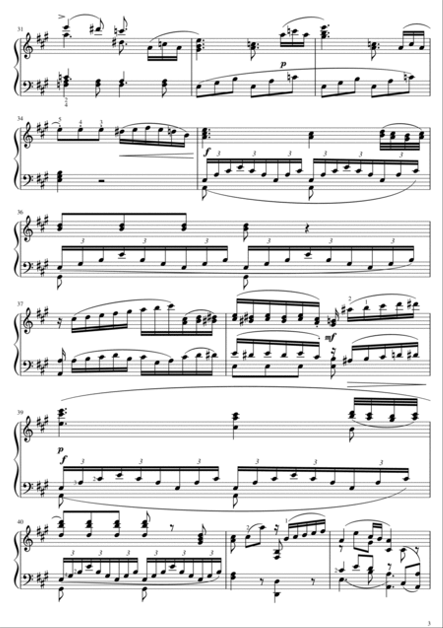 Mozart - Piano Concerto in A - K.488 - 2nd mov - Adagio for piano solo With Fingered Mozart - Piano Concerto in A - K.488 - 2nd mov - Adagio for piano solo With Fingered Piano Solo scores gallery preview page 3