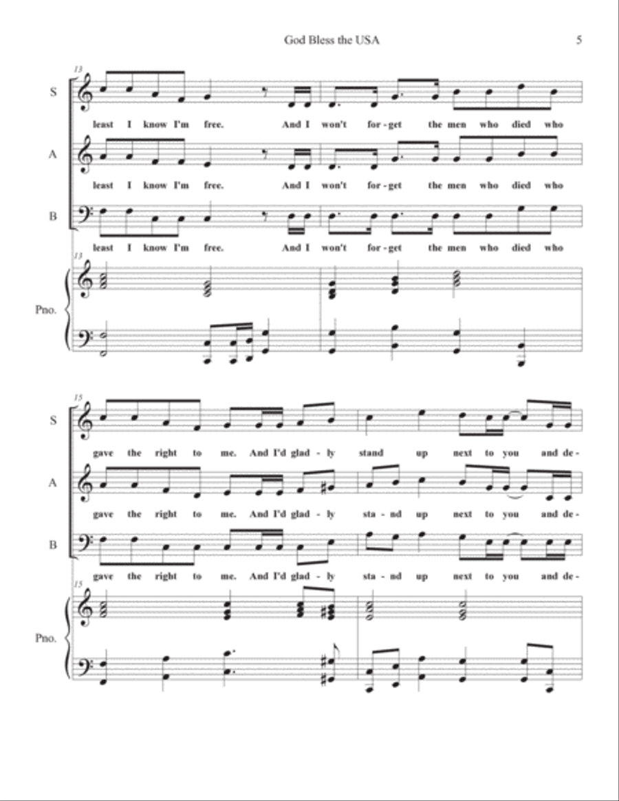 God Bless The U.s.a. 3-Part scores gallery preview page 5
