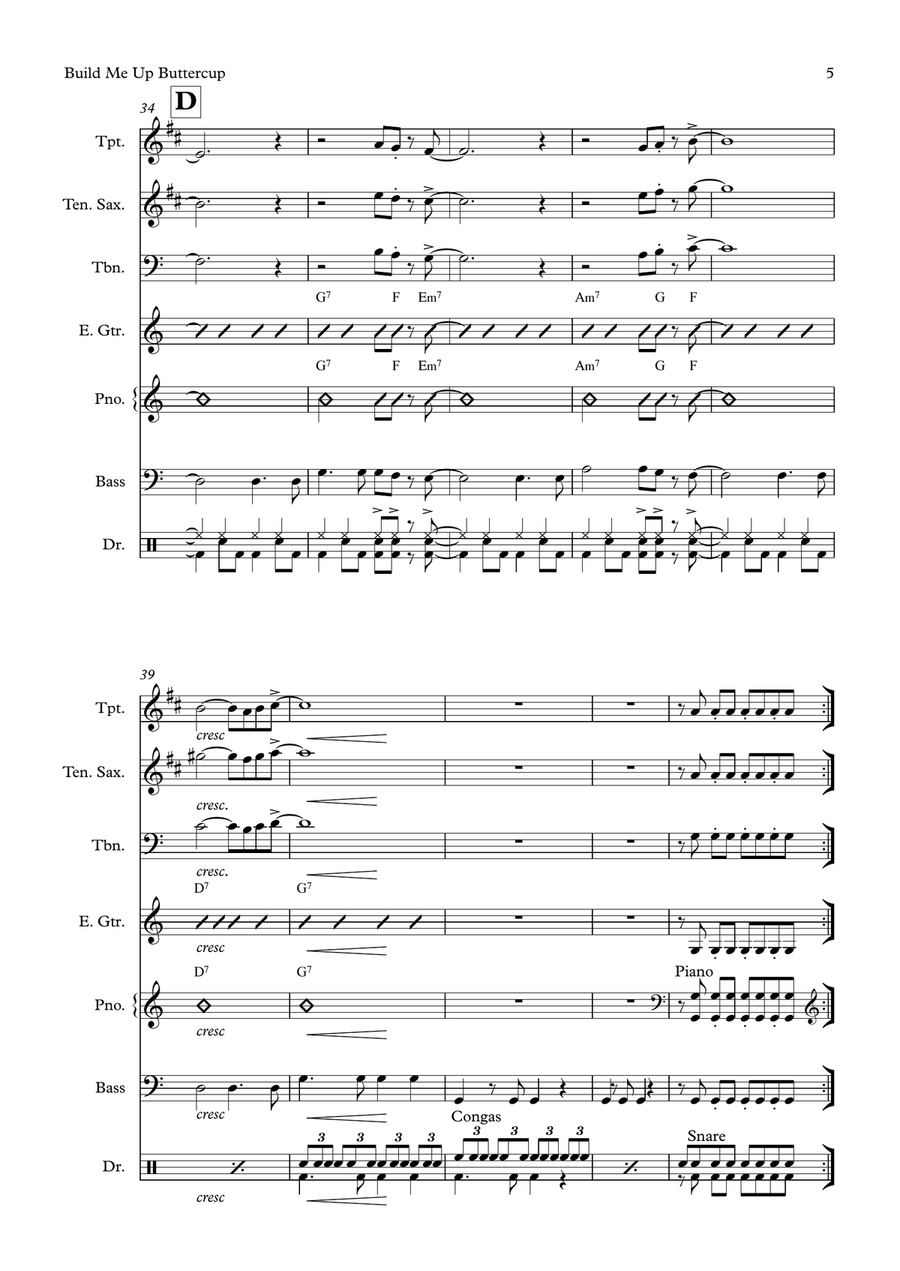 Build Me Up, Buttercup Small Ensemble scores gallery preview page 5